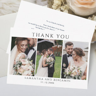 エレガントな結婚式の日フォトコラージュありがとう ノートカード