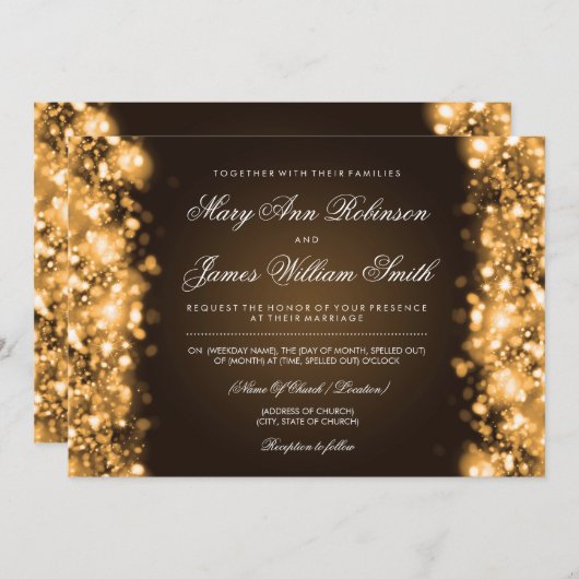 エレガントな結婚式の日付のライトを保存金ゴールド セーブザデート (正面/裏面)