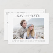 エレガントな結婚式の日付の写真はがきを保存 案内ポストカード (正面/裏面)