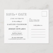 エレガントな結婚式の日付の写真はがきを保存 案内ポストカード (裏面)