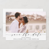 エレガントな結婚式の日付の写真カードを保存 セーブザデート (正面/裏面)