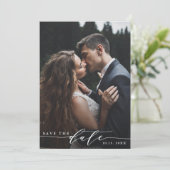 エレガントな結婚式の日付の写真カードを保存 セーブザデート (スタンド正面)
