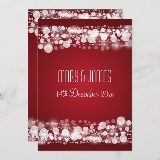 エレガントな結婚式の日付の赤を保点々のある存 セーブザデート (正面/裏面)