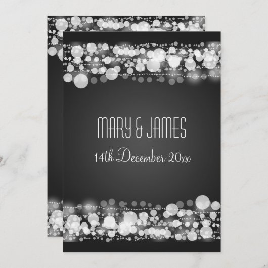 エレガントな結婚式の日付の黒を点々のある保存 セーブザデート (正面/裏面)