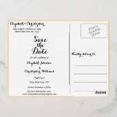 エレガントな結婚式の日付を保存する白フェイク金ゴールド 箔招待状ポストカード (裏面)