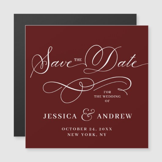 エレガントな結婚式の日付を保存シンプルする磁気カード (正面/裏面)