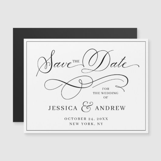 エレガントな結婚式の日付を保存シンプルする磁気カード (正面/裏面)