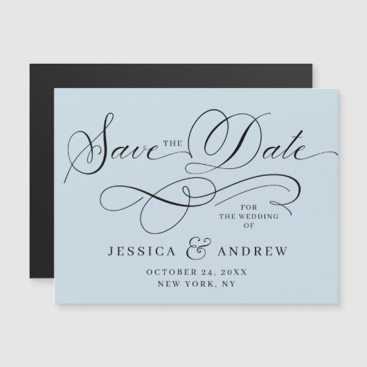 エレガントな結婚式の日付を保存シンプルする磁気カード (正面/裏面)