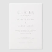 エレガントな結婚式の日付を保存 ベラム紙招待状 (正面)