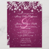 エレガントな結婚式の日付を除く冬の輝くピンク セーブザデート (正面/裏面)