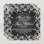 エレガントな結婚式の日付を除く冬の輝く黒 セーブザデート (正面/裏面)