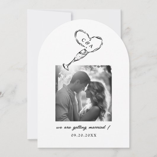 エレガントな結婚式の日付マルティニタワーアーチを保存 招待状 (裏面)