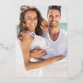 エレガントな結婚式の日付 フォト ブラック＆ゴールド 箔招待状 (裏面)