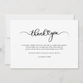 エレガントな結婚式の日写真書道ありがとう ノートカード (裏面)
