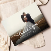 エレガントな結婚式の日写真書道ありがとう ノートカード