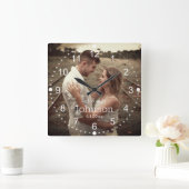 エレガントな結婚式の日写真 スクエア壁時計 (ホーム)