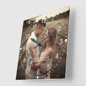 エレガントな結婚式の日写真 スクエア壁時計 (傾斜)