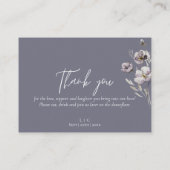 エレガントな結婚式の暗い灰色の感謝してい水色あなた プレイスカード (裏面)