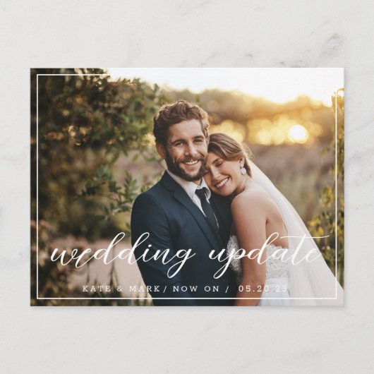 エレガントな結婚式の更新のお知らせ写真 ポストカード (正面)