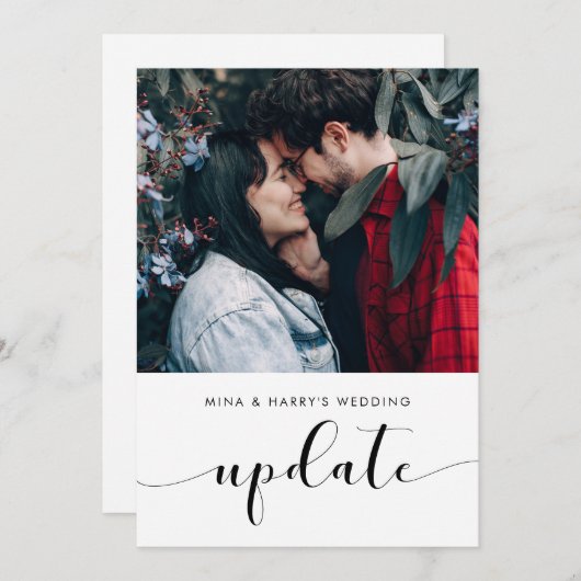 エレガントな結婚式の最新情報写真発表 案内状 (正面/裏面)