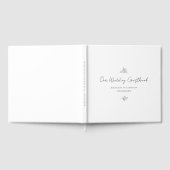 エレガントな結婚式の植物の葉のブラック＆ホワイト ゲストブック (全面)