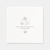 エレガントな結婚式の植物モノクローム スタンダードカクテルナプキン (正面)