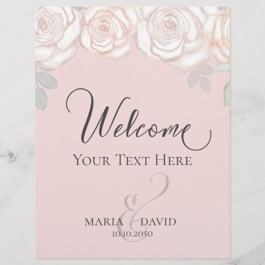 エレガントな結婚式の歓迎あなたの独自の赤面ピンクを作成 チラシ (正面)