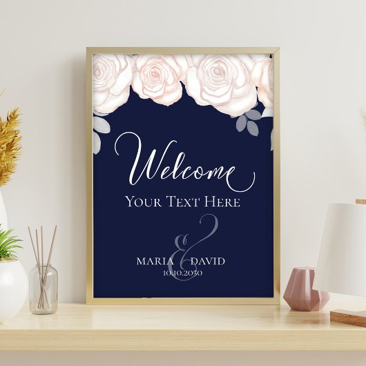 エレガントな結婚式の歓迎あなた自身のネイビーブルーを作成 チラシ