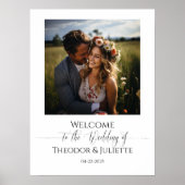 エレガントな結婚式の歓迎サインの書モダン類 ポスター (正面)