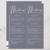 エレガントな結婚式の水の色の暗い灰色のダブルメニュー (正面/裏面)