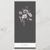 エレガントな結婚式の水の色の花ダークグレーのディナー メニュー (裏面)