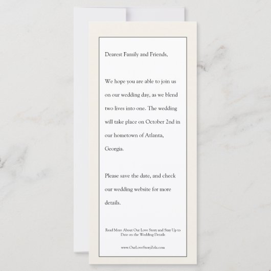 エレガントな結婚式の発表の日付写真を保存 (裏面)