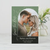 エレガントな結婚式の発表日付カードを保存 セーブザデート (スタンド正面)