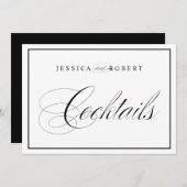 エレガントな結婚式の看板 コクテイル ブラックボーダー 招待状 (正面/裏面)