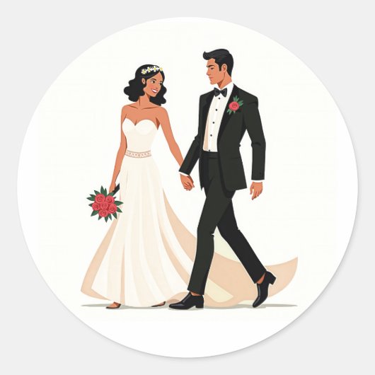 エレガントな結婚式の瞬間ステッカー ラウンドシール (正面)