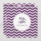 エレガントな結婚式の紫の山型 招待状 (正面/裏面)