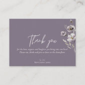 エレガントな結婚式の紫の水感謝してい色あなた プレイスカード (裏面)