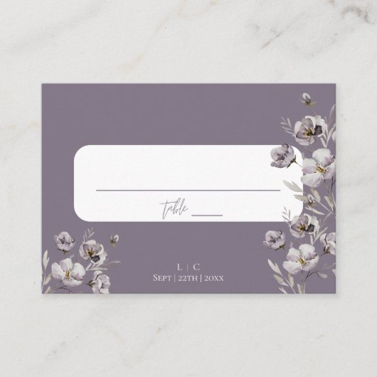 エレガントな結婚式の紫の水感謝してい色あなた プレイスカード (正面)