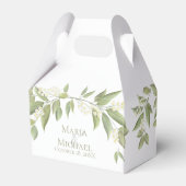 エレガントな結婚式の緑のフローラの葉の恩恵 フェイバーボックス (裏面サイド)