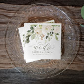 エレガントな結婚式の緑の葉カクテルホワイト スタンダードカクテルナプキン