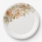 エレガントな結婚式の花ミュート緑の桃 ペーパープレート (正面)