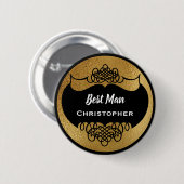 エレガントな結婚式の花婿介添人の名札ののどの金ゴールド 缶バッジ (正面&裏面)