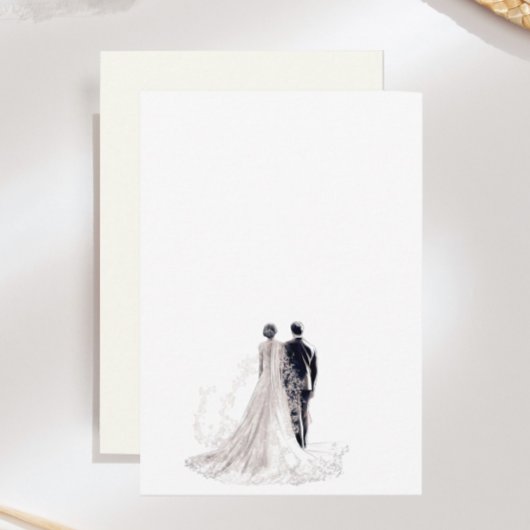 エレガントな結婚式の花嫁と花婿 エンクロージャーカード