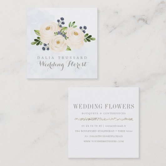 エレガントな結婚式の花屋の花の花束配達 スクエア名刺 (正面/裏面)