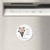 エレガントな結婚式の花束が日付を保存 マグネット (インサイチュ (食洗機))