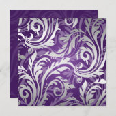 エレガントな結婚式の華やかな紫のデザイン 招待状 (正面/裏面)