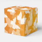 エレガントな結婚式の蝶モノグラムオレンジ フェイバーボックス (裏面サイド)