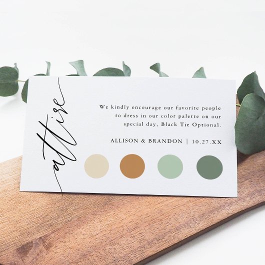 エレガントな結婚式の衣装ドレスコード挿入 エンクロージャーカード