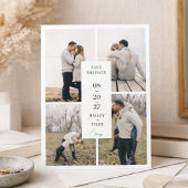 エレガントな結婚式の記念日お知らせフォトコラージュ 招待状