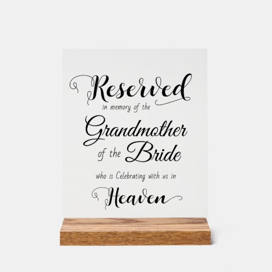 エレガントな結婚式の記念碑に予約 アクリルサイン (正面)